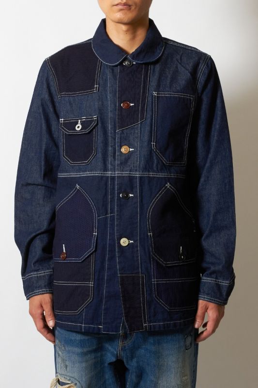 PATCHWORK COVERALL JACKET RINSE INDIGO 21AW