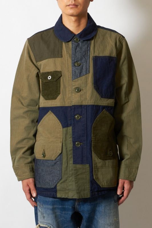 PATCHWORK COVERALL JACKET RINSE KHAKI 21AW