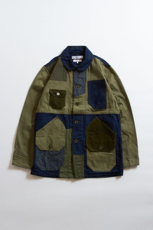 PATCHWORK COVERALL JACKET RINSE KHAKI 21AW