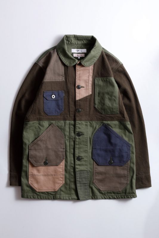 PATCHWORK COVERALL JACKET RINSE KHAKI 22SS