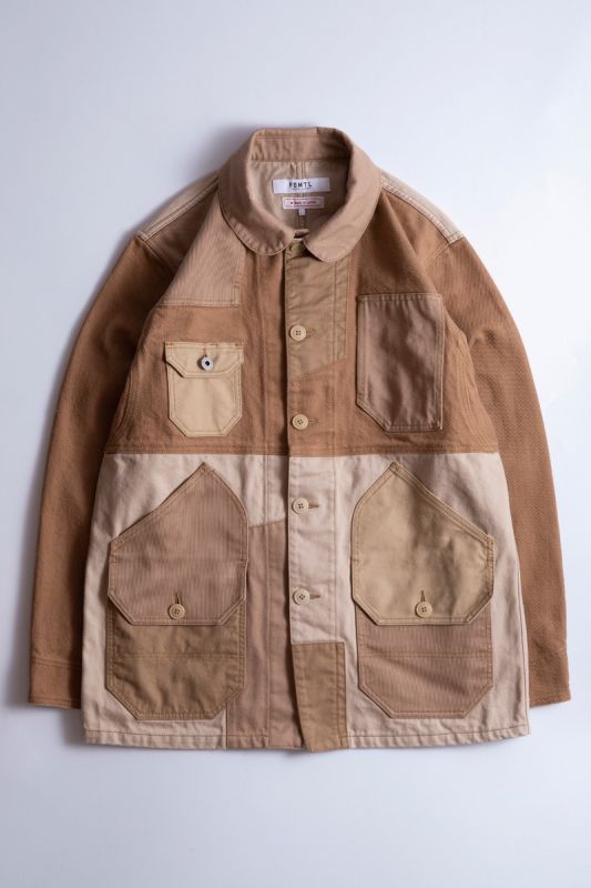 PATCHWORK COVERALL JACKET RINSE BEIGE
