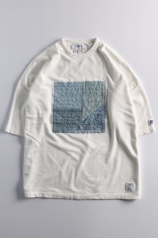 PATCHWORK WIDE SWEAT TEE WHITE